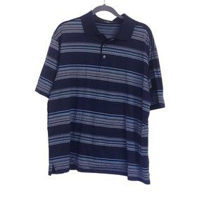 Bugatchi Uomo Polo golf size Large Mercerized‎ Egyptian cotton striped Navy Blue